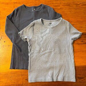 Bundle of 2 H&M girls’ ribbed shirts, ruffle sleeve, size 6X-7